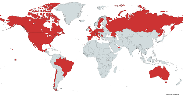 countries from which new sites have been added to Price2Spy
