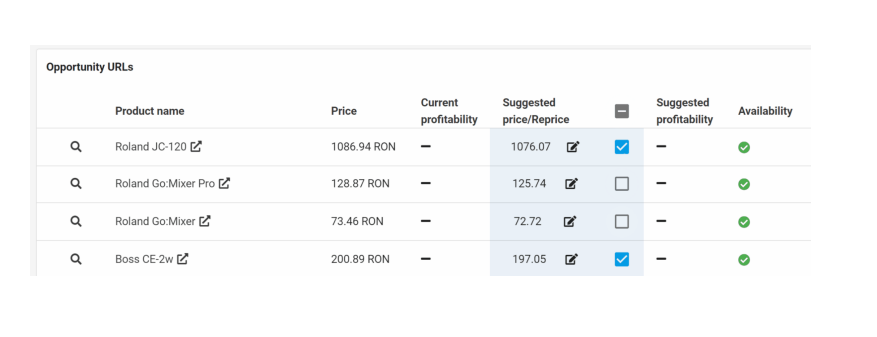 Improvement of reprice products checkbox