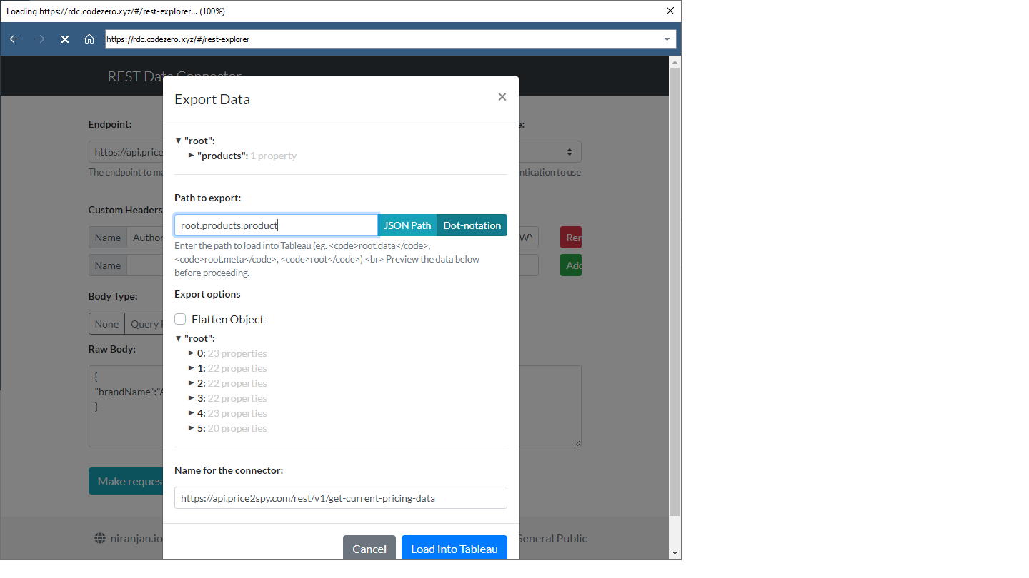 Tableau connection