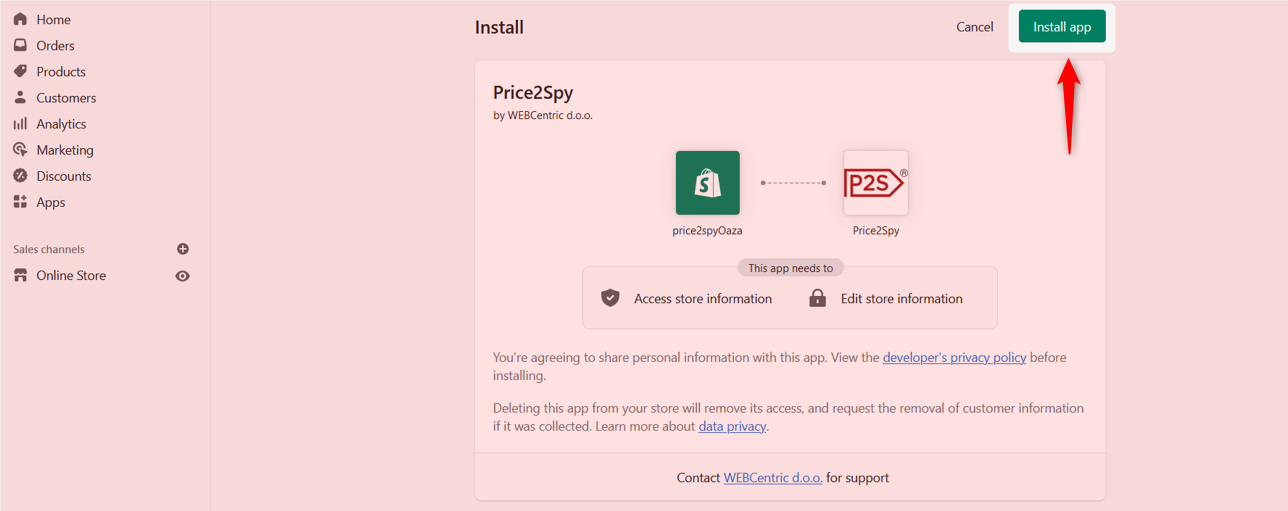 Shopify - integrating with Price2Spy